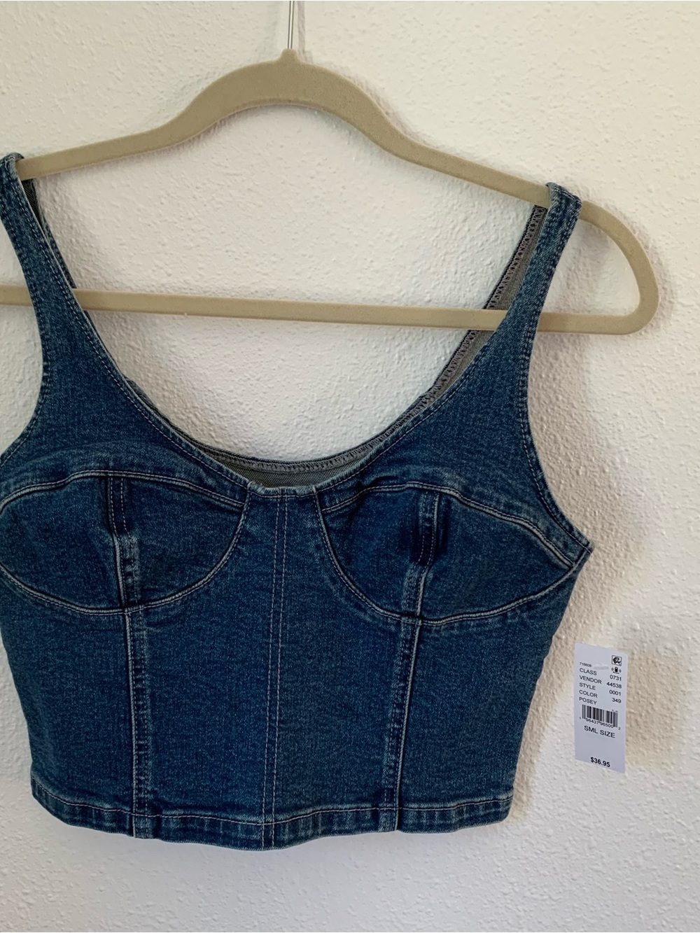 PacSun Blue Denim Corset Bustier Crop Top NWT S